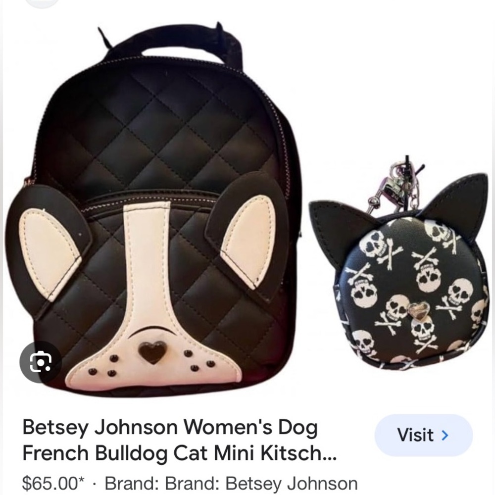 Betsey Johnson Women's Dog French Bulldog Cat Mini Kitsch Backpack Set